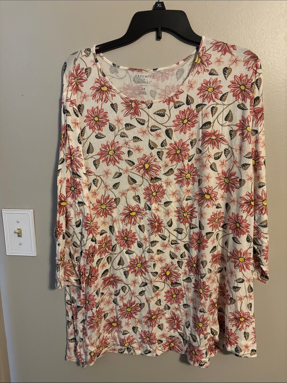 Preswick & Moore Cream Tunic with burnt orange Floral Print top